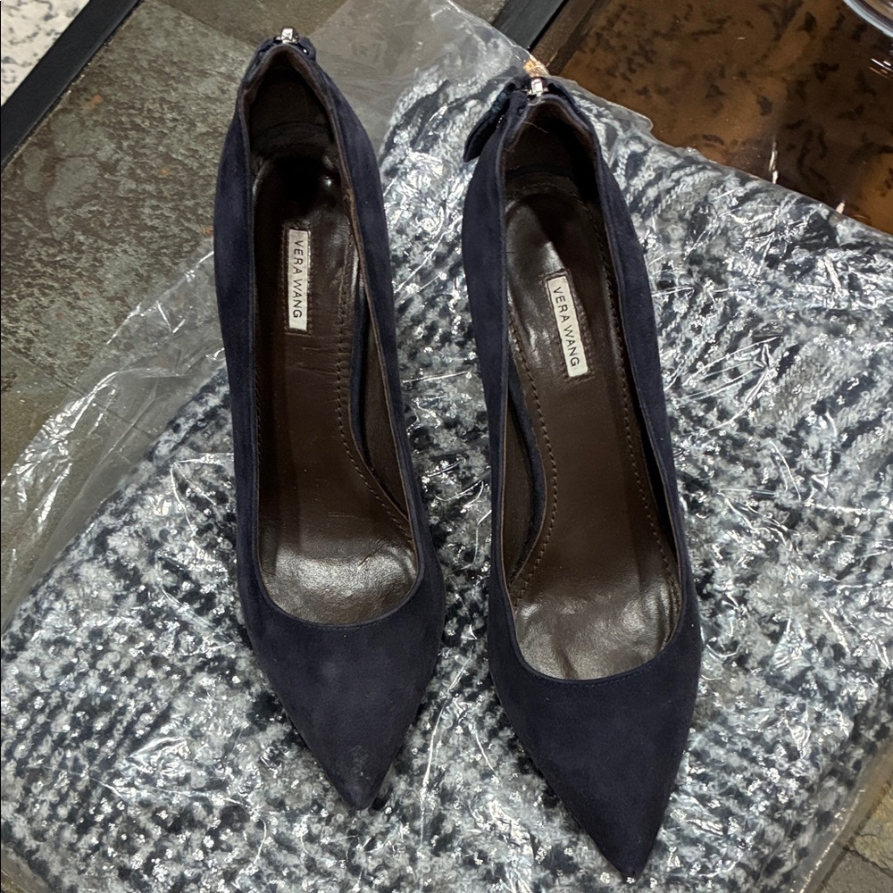 Vera Wang Midnight Blue Suede Heels